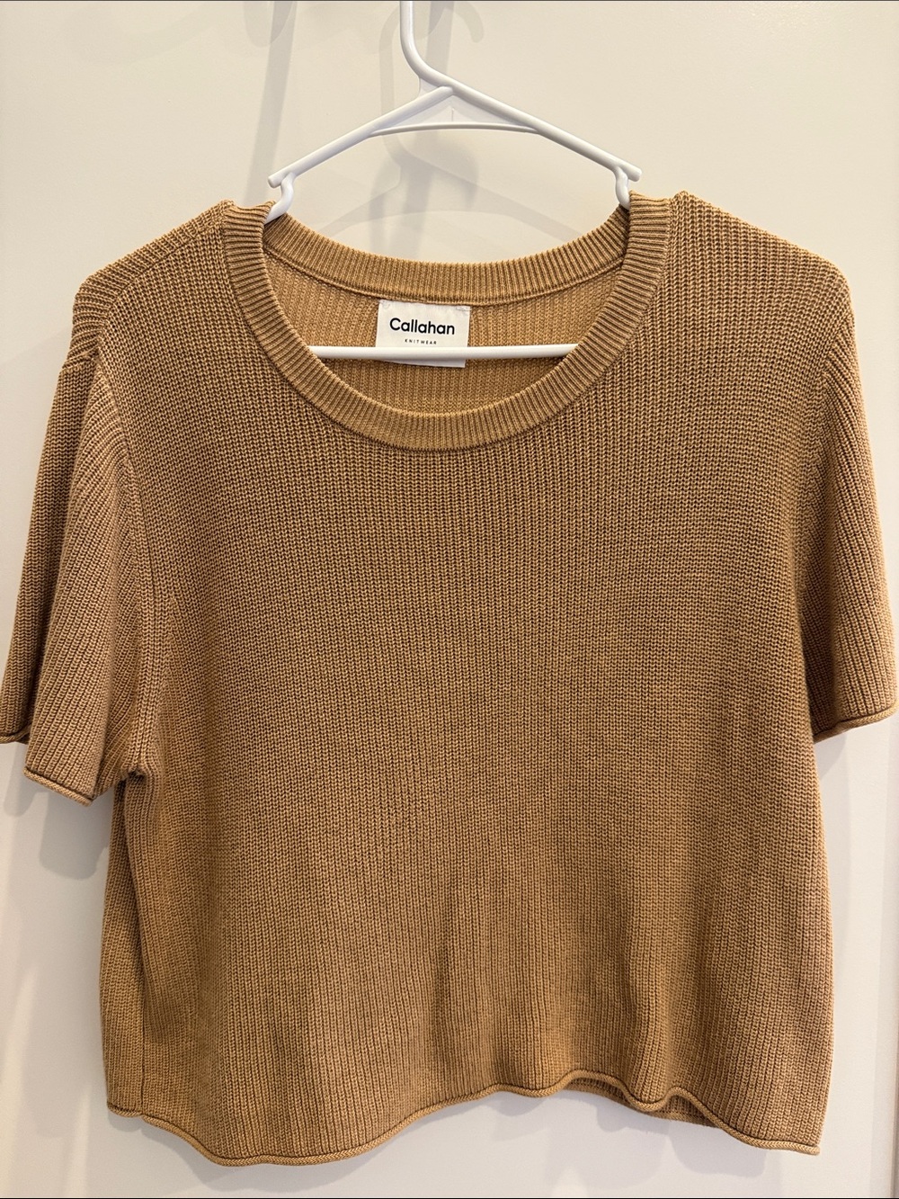 Callahan Short-Sleeve Knit Tee in Camel Brown
